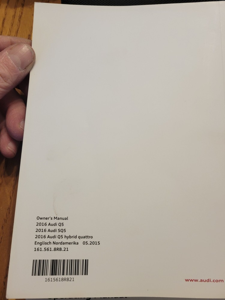 2016 AUDI Q5/SQ5 OWNERS MANUAL & CASE (QUICK REF, MMI, MAINT)