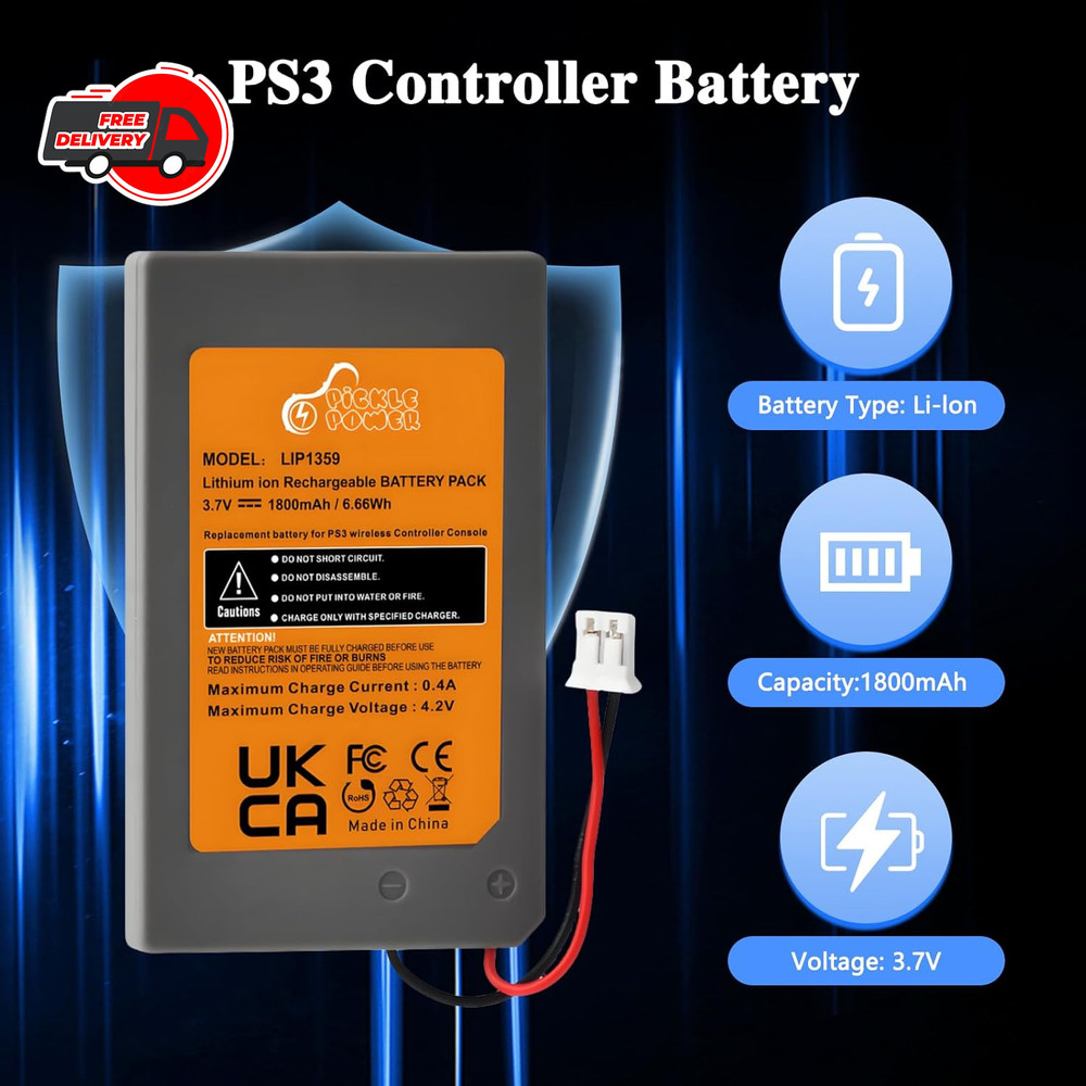 PS3 Controller Battery Replacement, 2 Pack LIP1359 Battery for Sony Playstati...