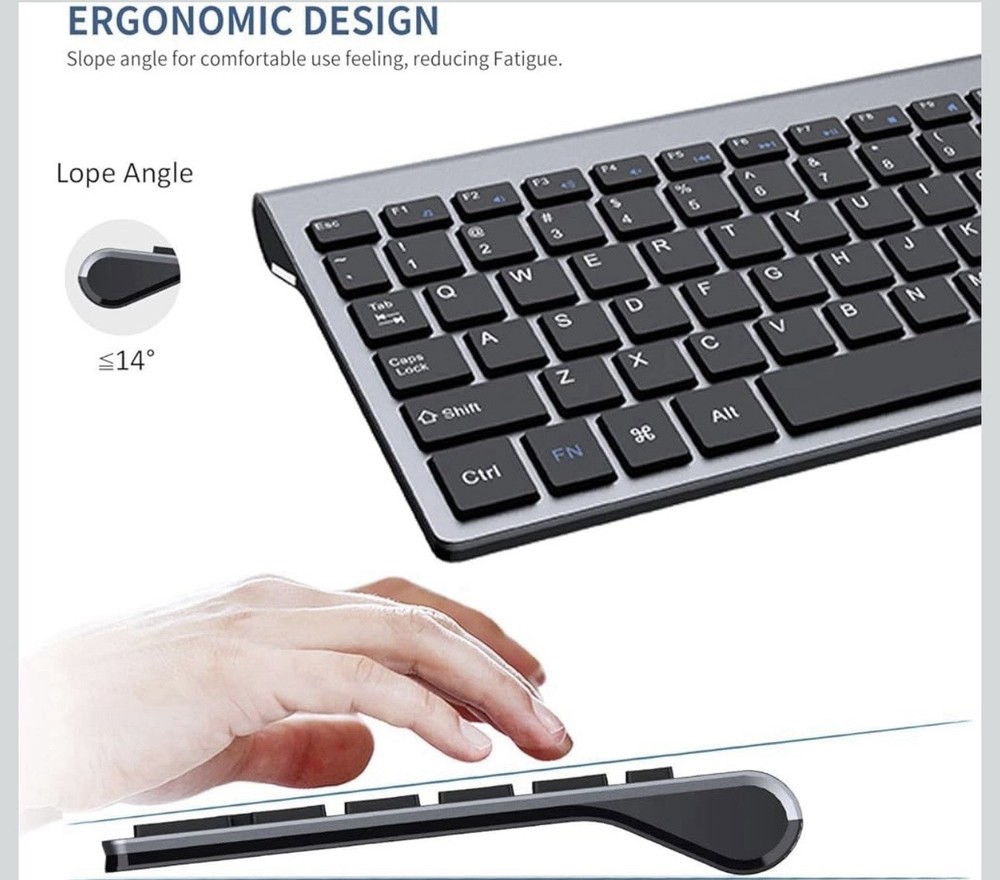 Wireless Silent Keyboard and Mouse Combo For Notebook Laptop Desktop PC 2.4 GHz