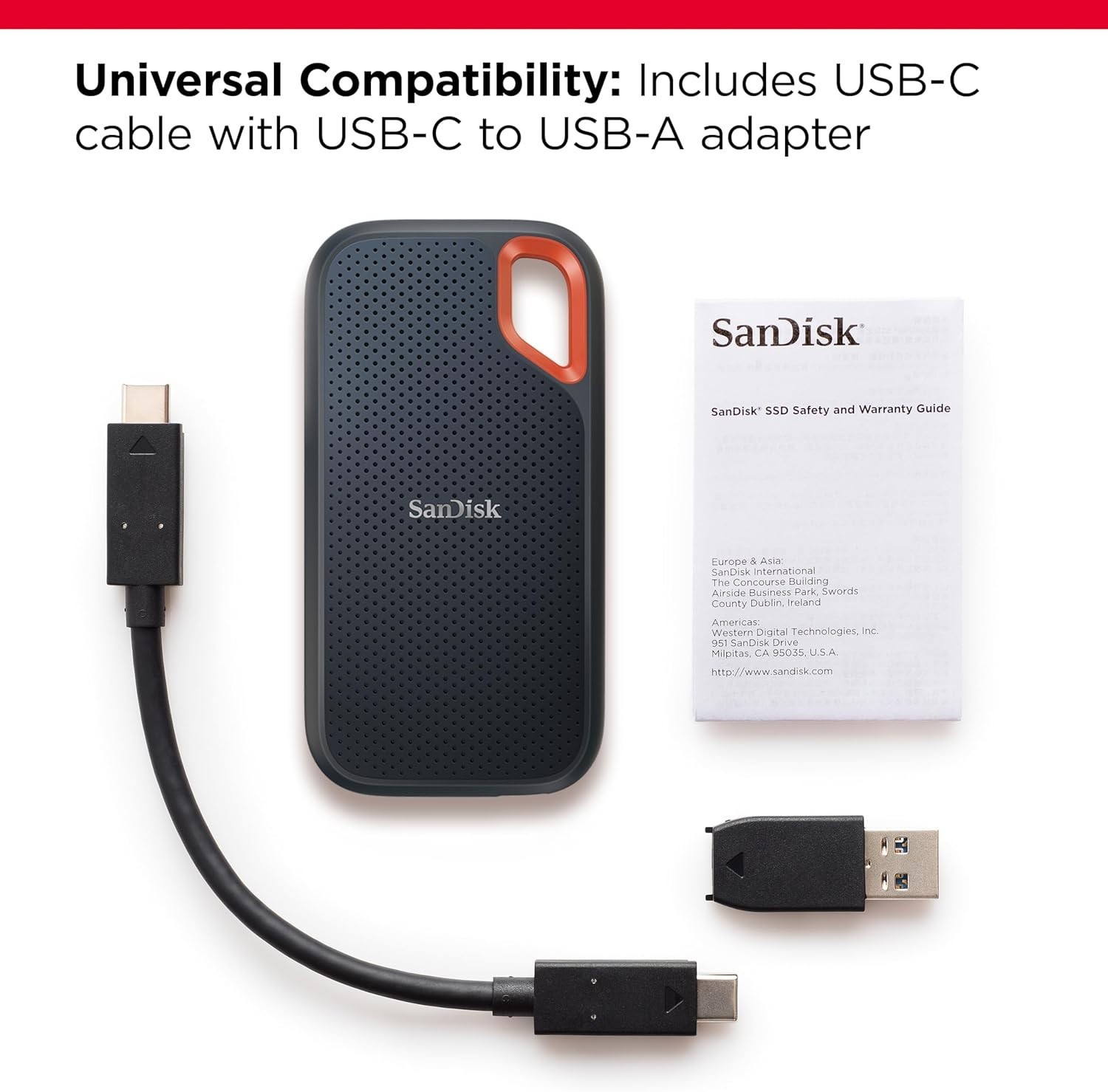 SanDisk 8TB Extreme Portable SSD - Up to 1050MB/s, USB-C, USB 3.2 Gen 2, IP65 Wa