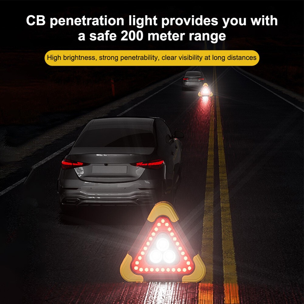 Foldable Car Emergency Triangle Warning Light Multi-Function LED Light Solar US