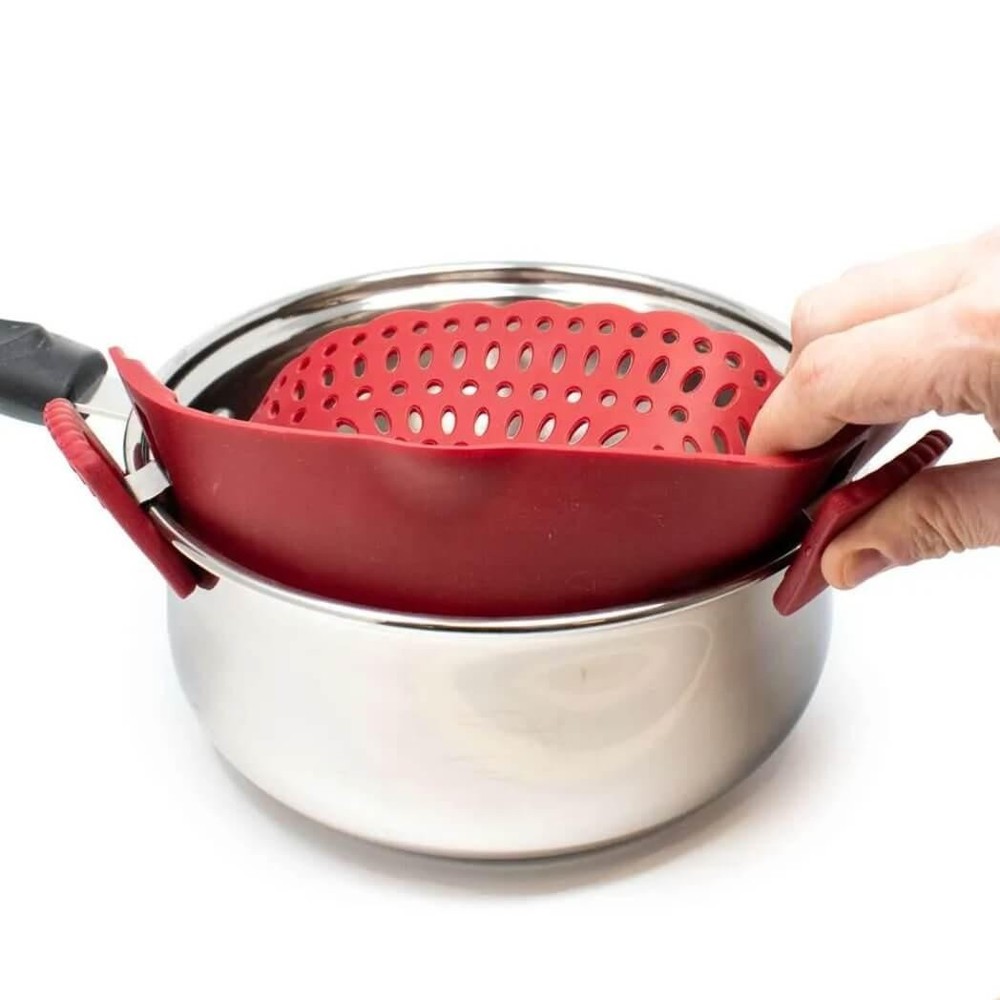 Norpro Silicone Clip-On Strainer 2185, Red
