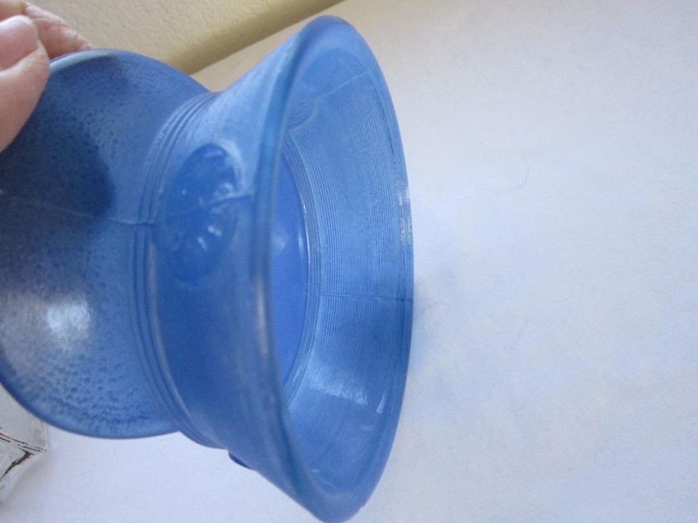 OPEN BLUE GLASS HAT CANDY CONTAINER