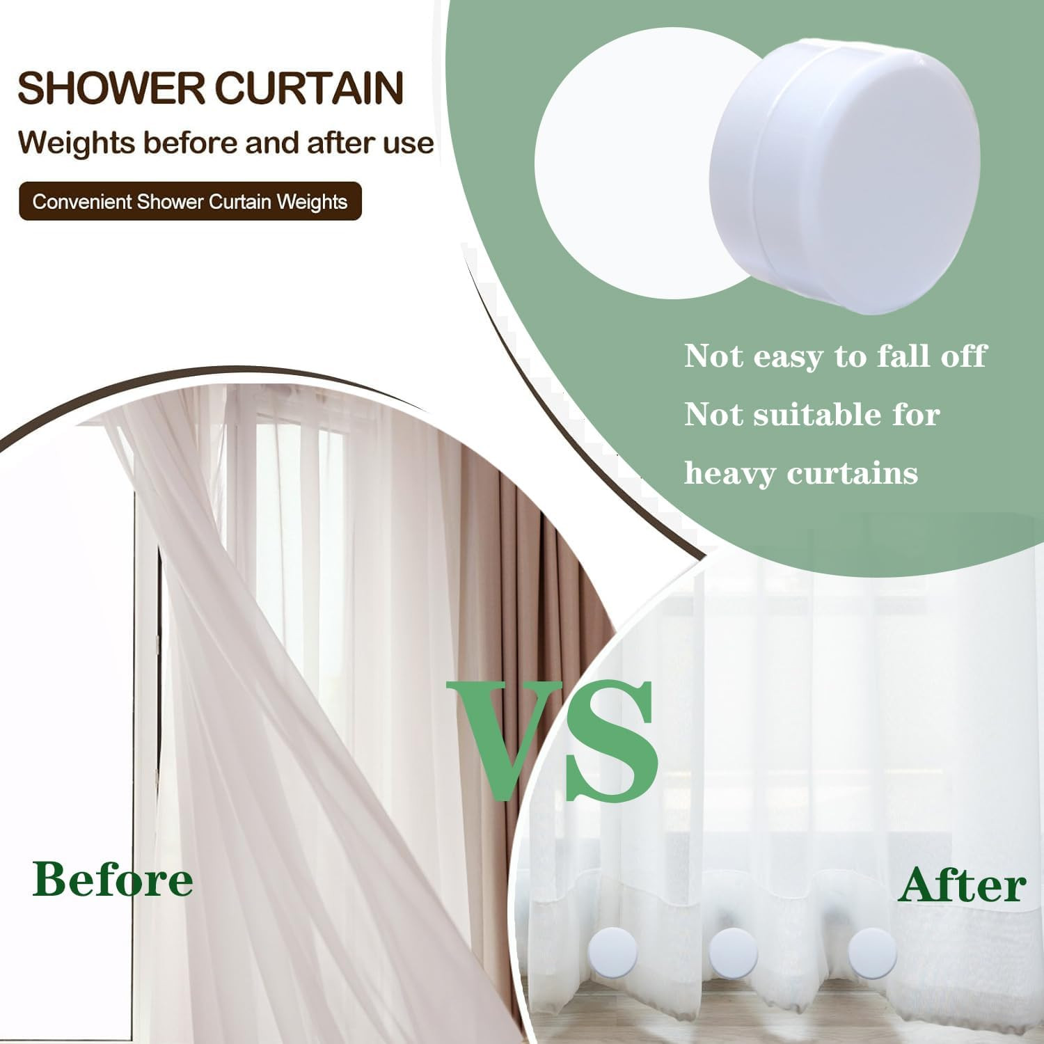 6 PCS Shower Curtain Weights Bottom Magnetic Heavy Duty Weights Premium Show...