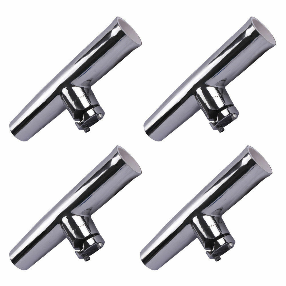 4X 316 Clamp Stainless Steel Marine Boat Fishing Rod Holder 7/8"-1" Rail mount