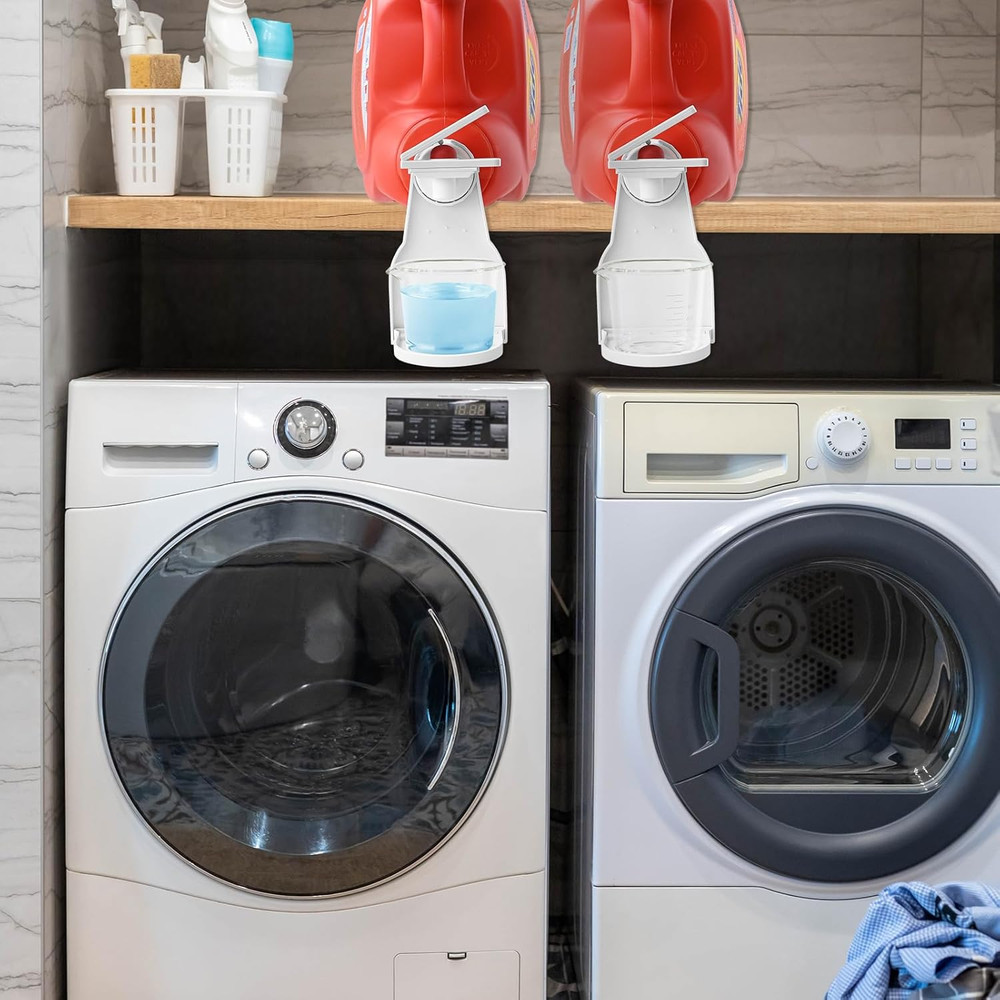 2 Pack Laundry Detergent Dispenser Cup Holder & Nozzle Force-Saving Switch, Soap