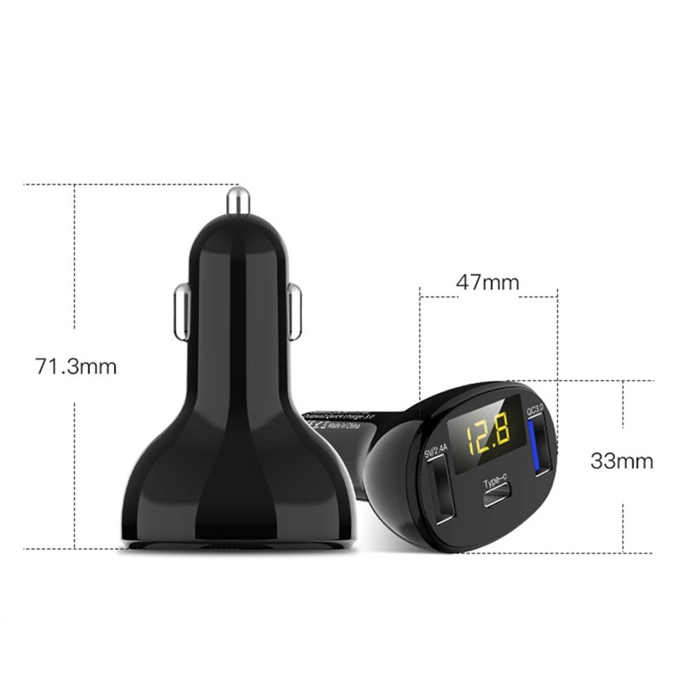 PC+ABS Type-C PD & USB & QC3.0 Mobile Devices Car Charger Dock Smart Charging B