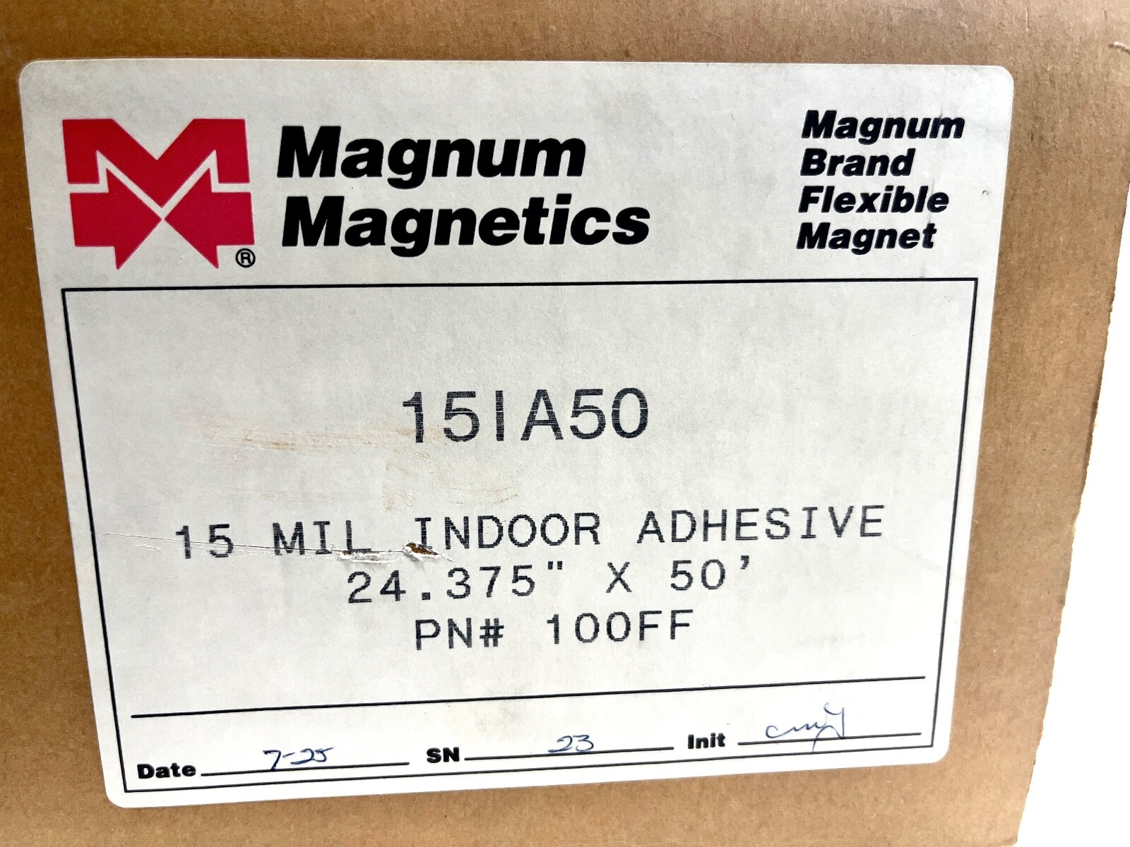 Magnum Magnetics 15 Mil 24.375" x 50' Roll PN# 100FF Magnetic Sheeting