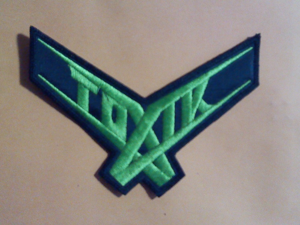 TOXIK,SEW ON GREEN  EMBROIDERED PATCH