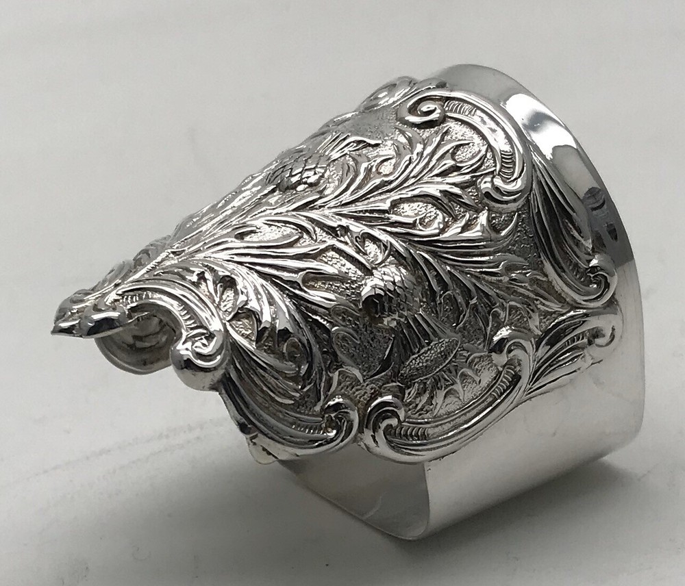 60mm Soild Silver Scottish Thistle/schroll Napkin Ring