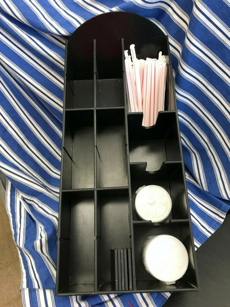 Dispense-Rite Lid, Straw & Condiment Organizer Black Polystyrene Adjustable