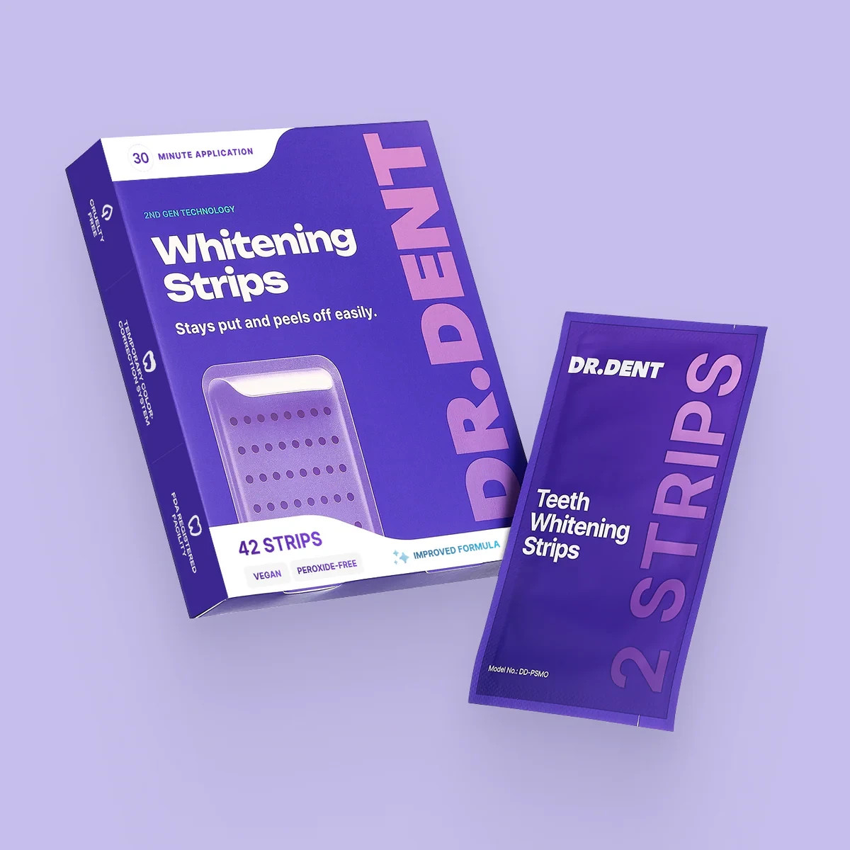 DR.DENT Purple Teeth Whitening Strips – Stain Removal with Whitening 42 strips