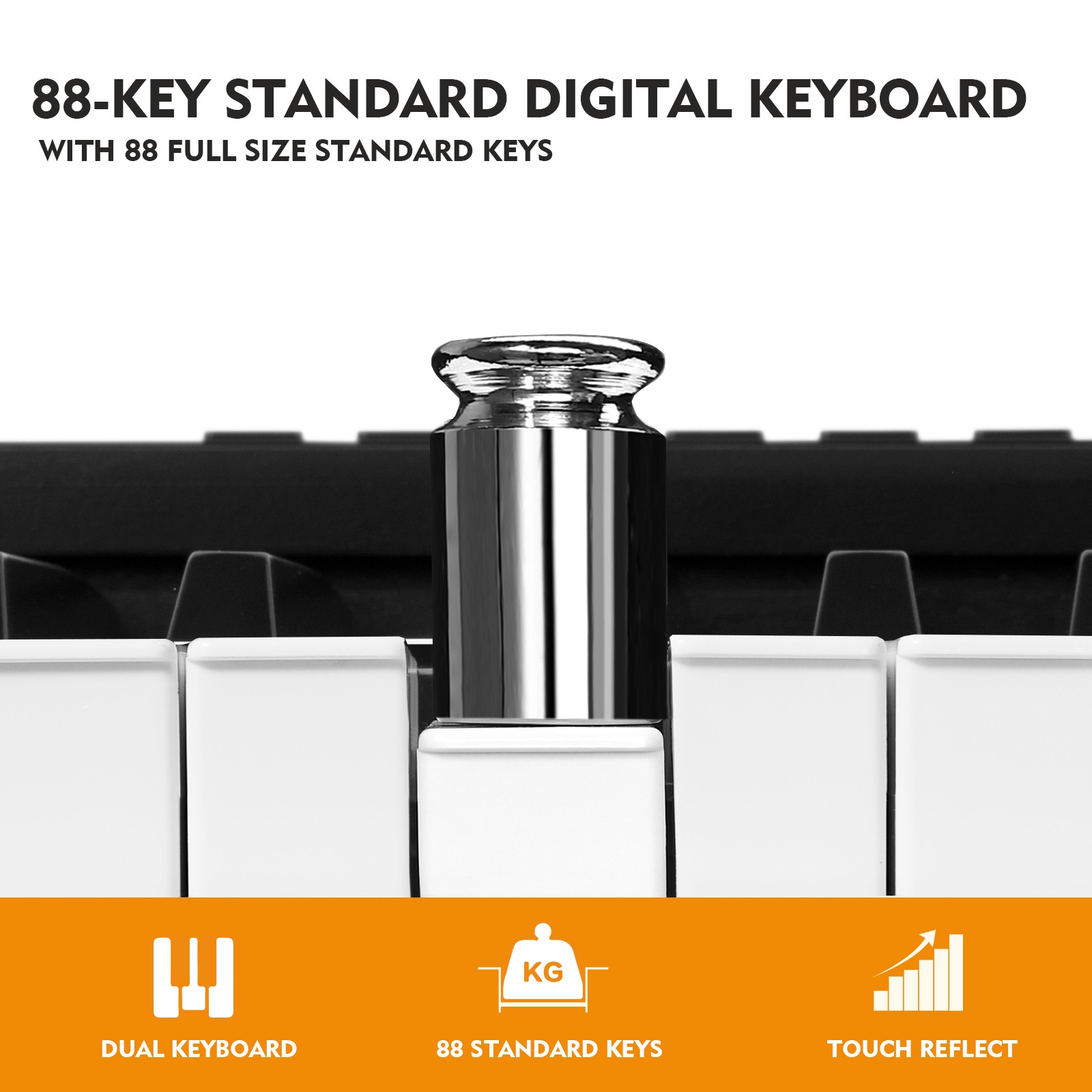 MUSTAR Black 88-Keys Full Size Semi-Weighted Digital Piano Keyboards with Pedal