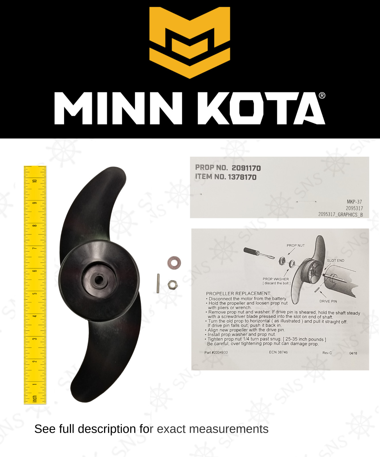 MINN KOTA MKP-37 NEW TROLLING PROPELLER  2091170 1378170 1865022 GENUINE OEM NEW