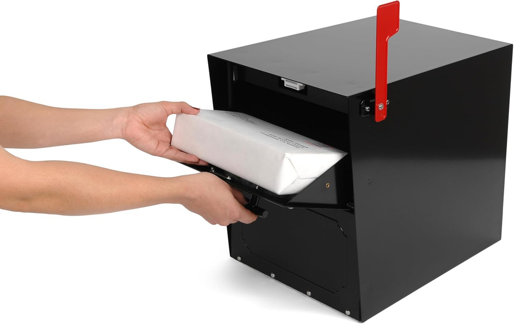 Oasis Classic Locking Post Mount Parcel Mailbox with High Security, Black