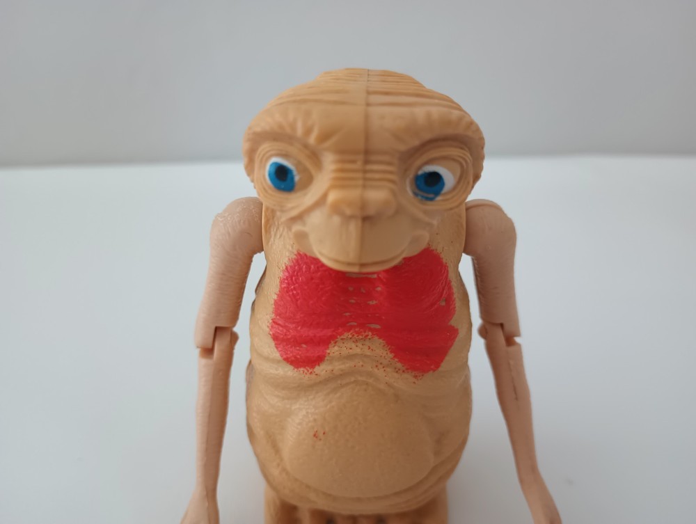 1982 E. T. Photo Button New in Package & Mechanical E.T. Plastic Figure