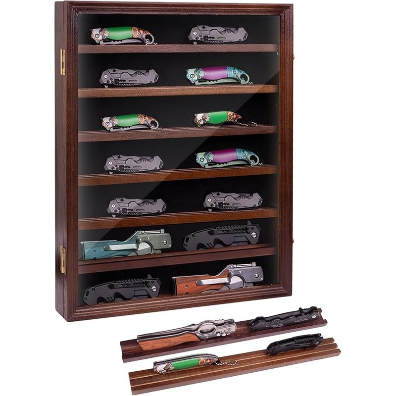 7 Layers Knife Display Case Locking Cabinet with 6 Removable Double Shelves