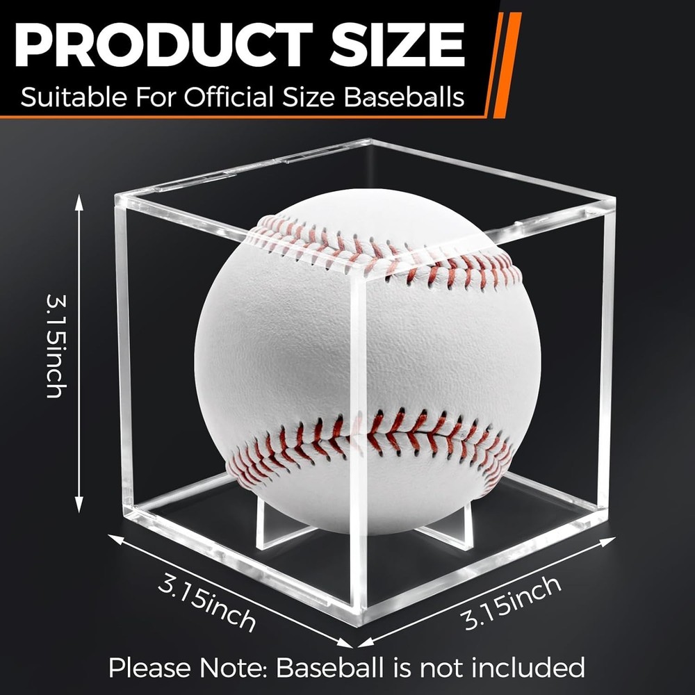 Durable Acrylic Baseball Display Cases: Stackable Design for Collectors (2 Pack)