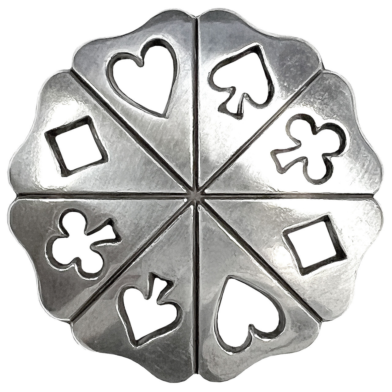 Set of 6 ANTIQUE SILVER POKER CARD SUITS CONCHOS screw back Craft Concho