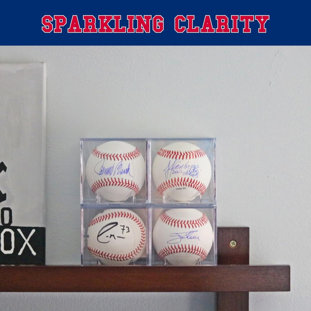 2 Count Baseball Cube - Crystal Clear UV Protected Acrylic Display Case Box -...