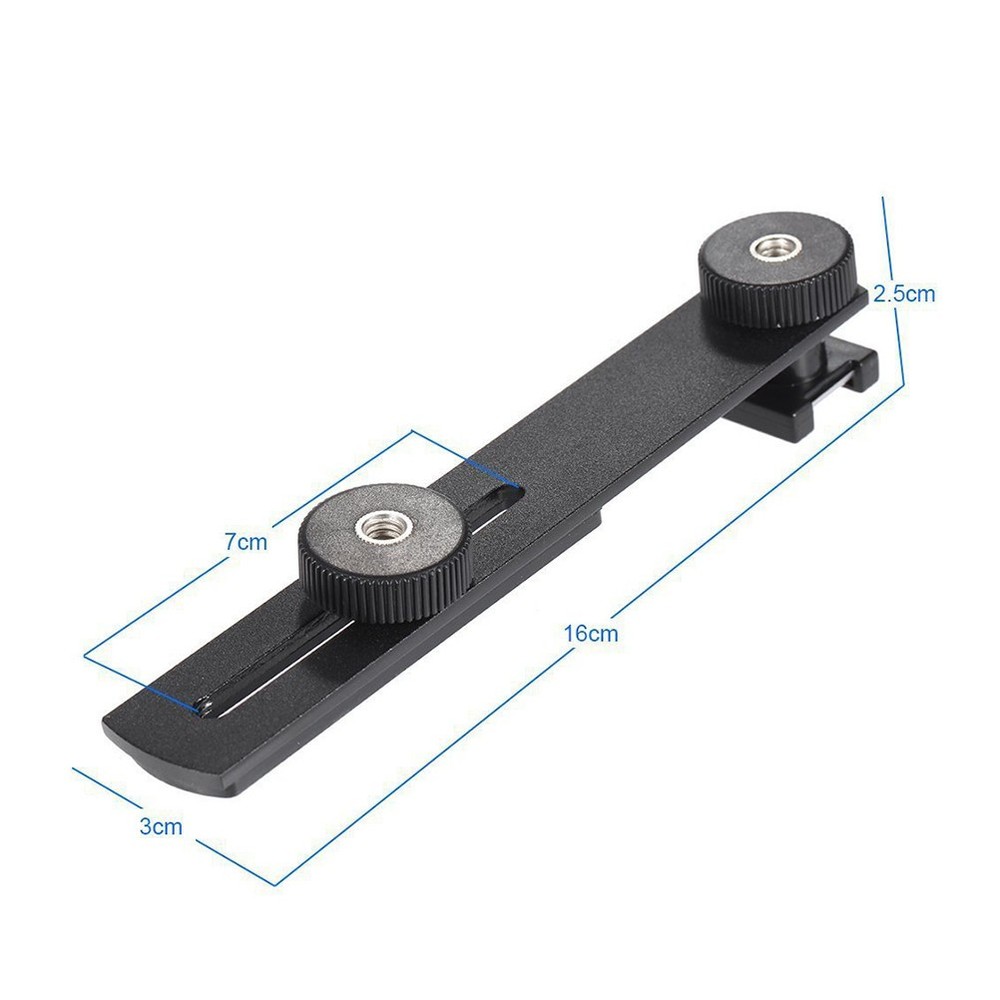 Dual Flash Bracket Tripod Mount for 1/4" Screw Video Light Stand Flashlight