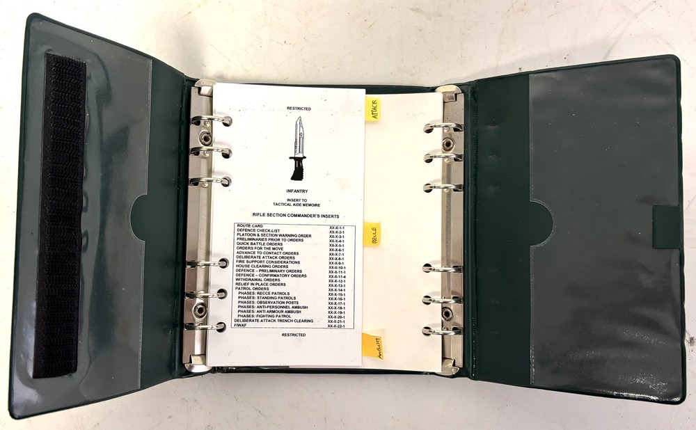 British Military Plastic Folder with Section Commanders Insert Aide Memoire