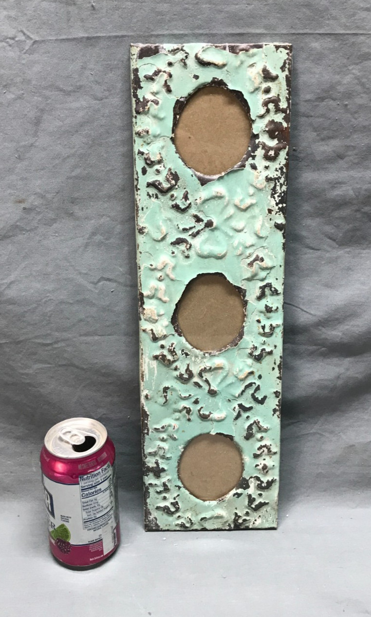 VTG 5x23 Multi Triple Oval Photo Tin Ceiling Metal Picture Frame Old 1841-25B