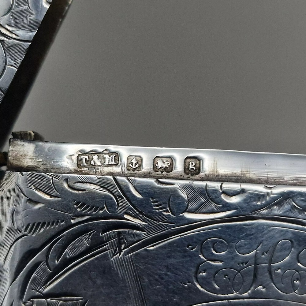 Rare Solid Silver Vesta Case With Two Compartments by Thomas & Marshall 1906