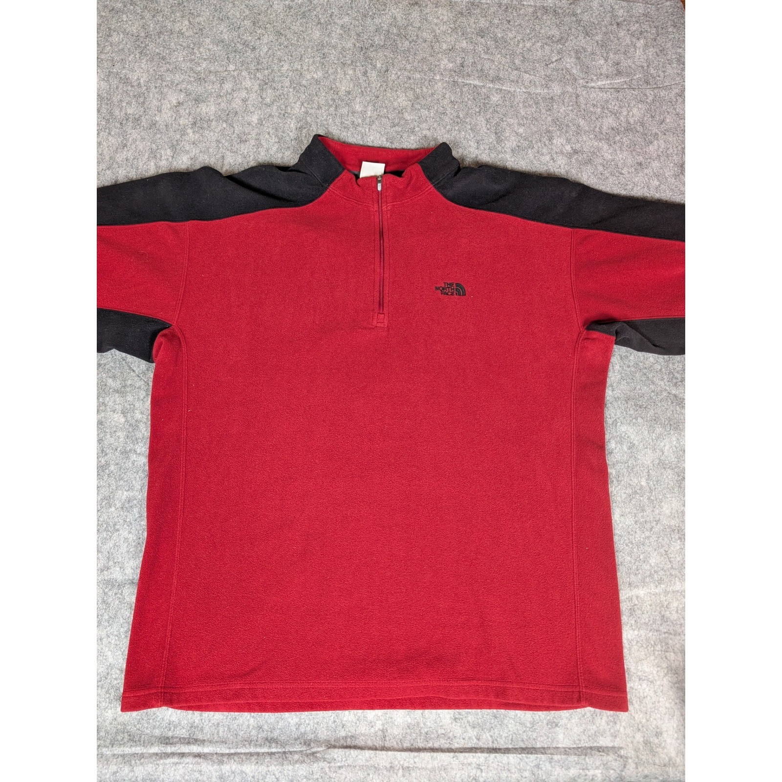 The North Face Mens Red Black Fleece Pullover 1/4 Zip Sweater Large L