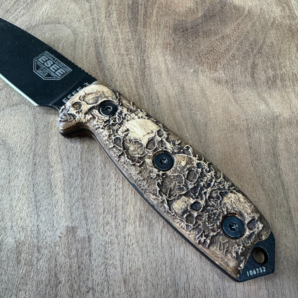 Graveguard scales compatible with ESEE-3/4 knife Maple skulls
