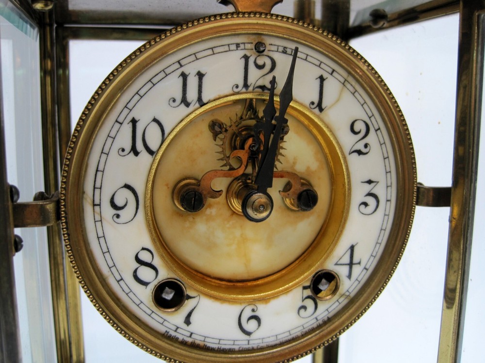 Antique New Haven Crystal Regulator Clock Open Escapement