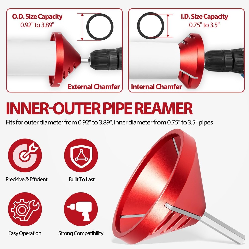 2in1 Inner-Outer Pipe Deburring Tool PVC Chamfer Reamer Tool For PVC ABS PP PE