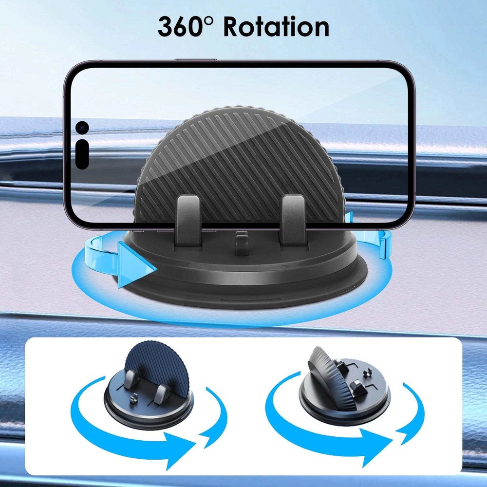Car Dashboard Mount for Smartphone GPS with Rotatable Base and Cable Groove