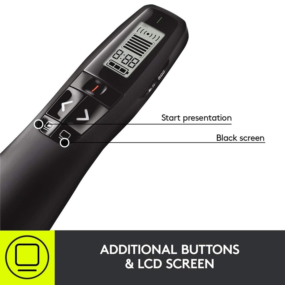 Logitech Wireless Presenter R800, PowerPoint Clicker One Size, Green Laser