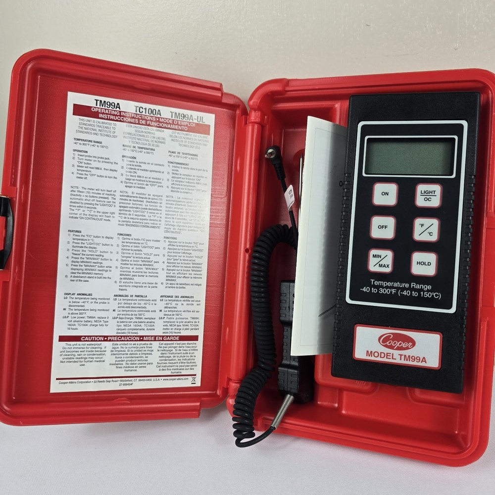 COOPER ELECTRO-THERMAL DIGITAL TEMPERATURE TESTER TM99A Open Box