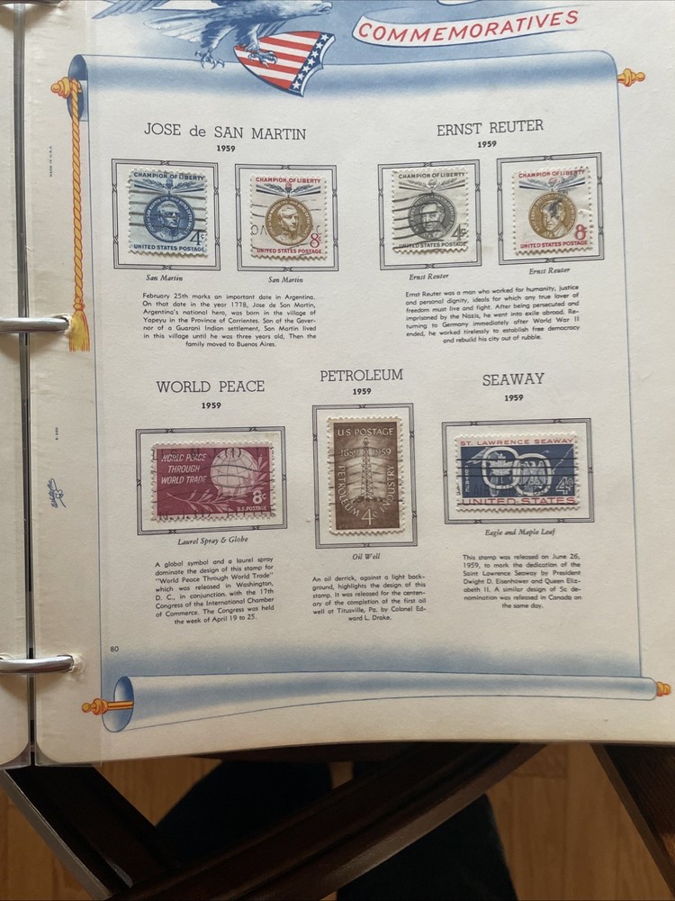 US Commemorative White Ace Album. 1959-1972. 400 Mostly Mint Stamps.