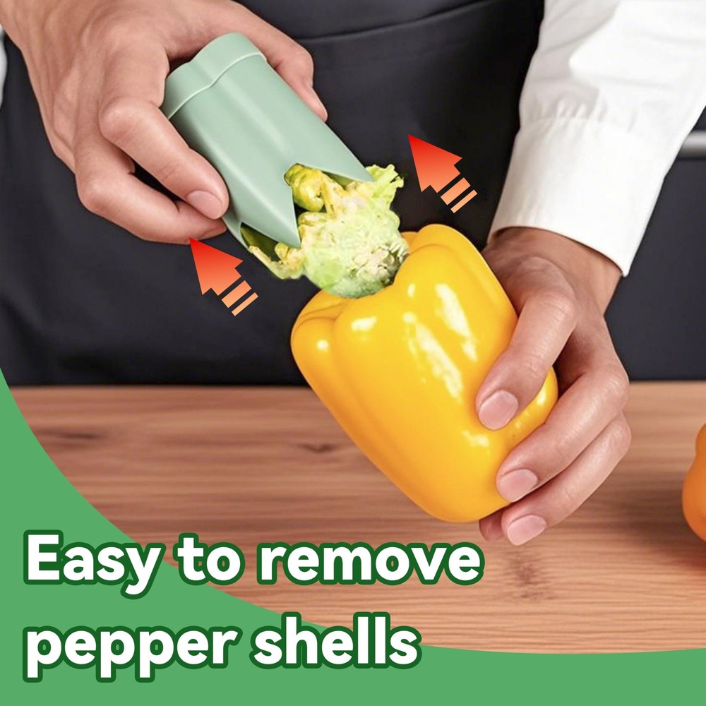 Double Head Pepper Core , Seeder Tool, 2 in 1 ABS Plastic Bell Pepper Cutter,...