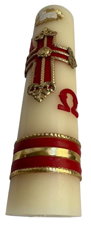 8"x2" Cirio Pascual Alfa & Omega Con Cruz Y Decoración en Cera Easter Lent Holy