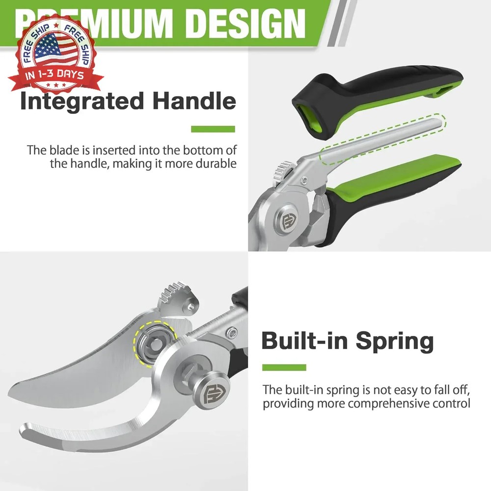 WORKPRO Garden Bypass Pruning Shears, 8.5" Pruning Scissors with CRV Integral Fo