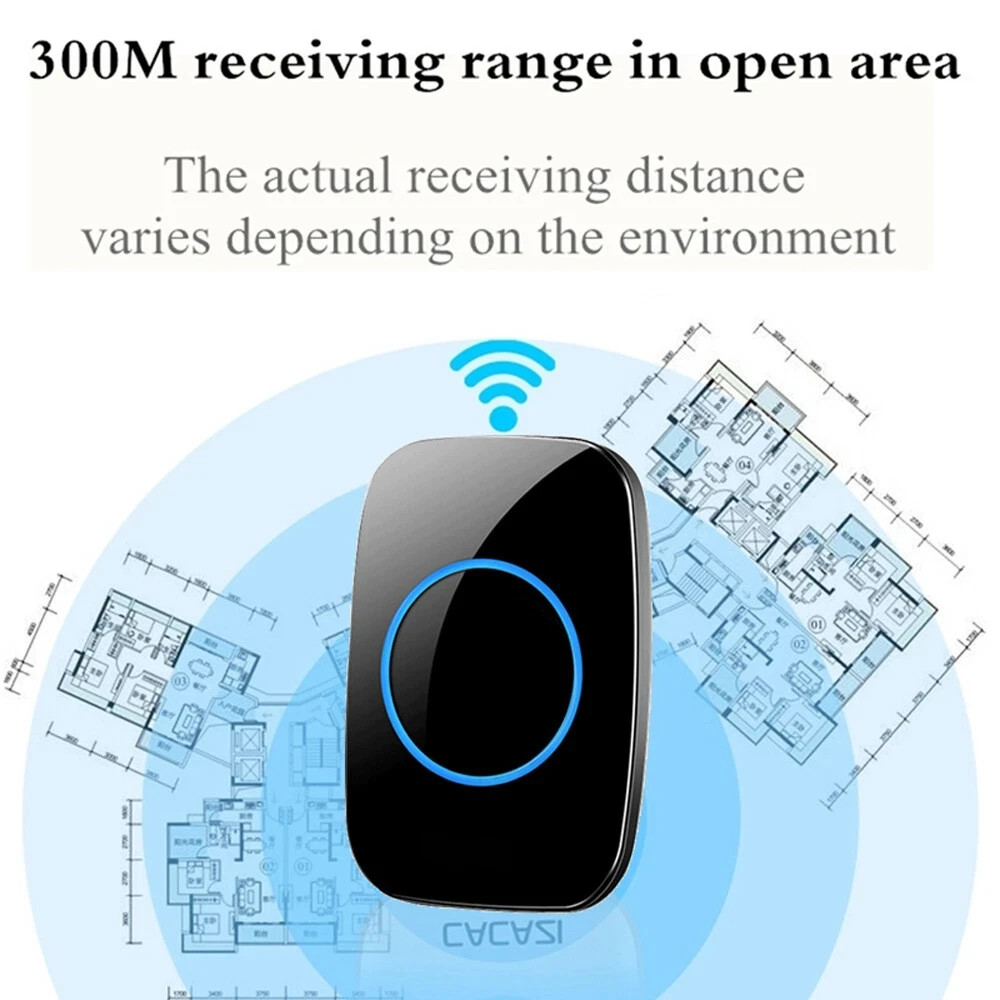 1000FT Wireless Doorbell Waterproof 2 Plugin Receiver Adjustable Volume 60 Chime