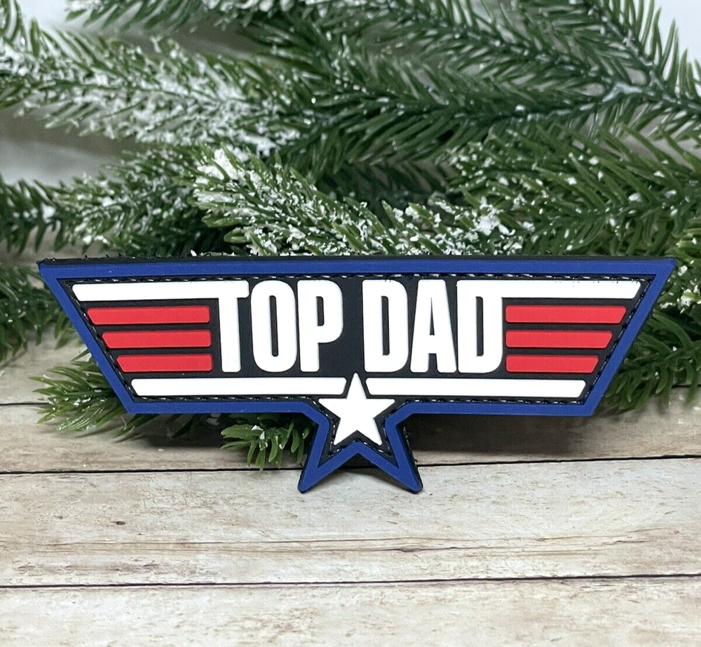 Top Dad PVC Patch - Tactical Morale Patch - Hook Back Gun Air Force Patch