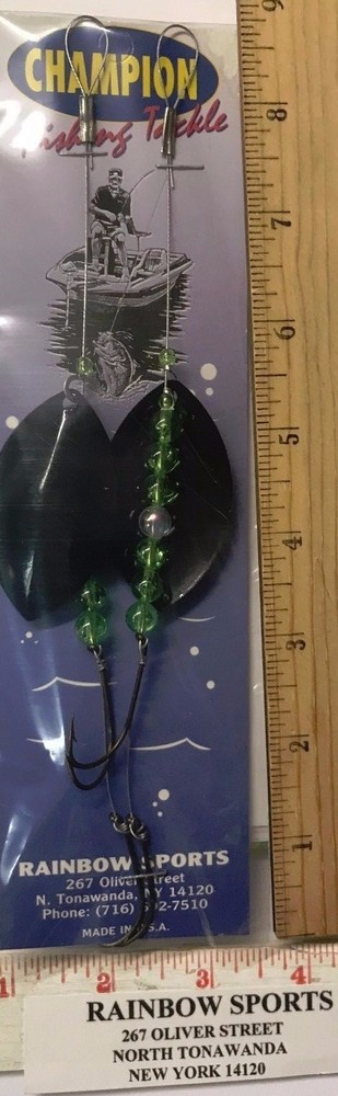 2 CHAMPION WIRE WORM HARNESS #6 TURTLE BACK BLACK 1 BLADE - MAG WILLOW LEAF