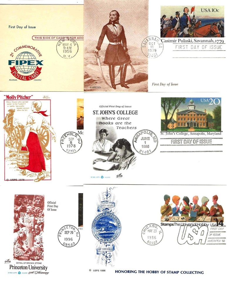 6 Diff US First Day Postal Cards Various Cachets M5608