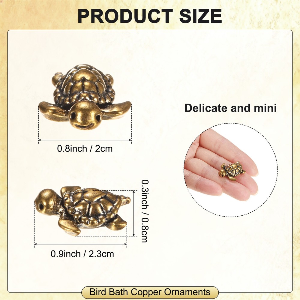 3-Pack Bird Bath Copper Disk, Mini Bird Bath Copper Ornaments [Turtle]