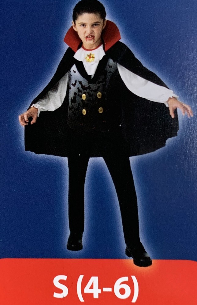 Boys Vampire Costume Size S 4-6.