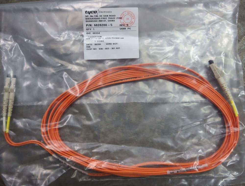 Tyco 6828288-5 LC To LC Duplex Patch Cable 5 Meter