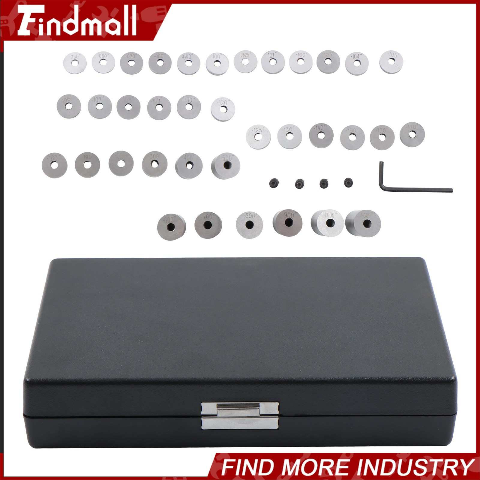 Findmall 0.050" to 1" 36 PCS Steel Round Space Gage Block Hardened Set