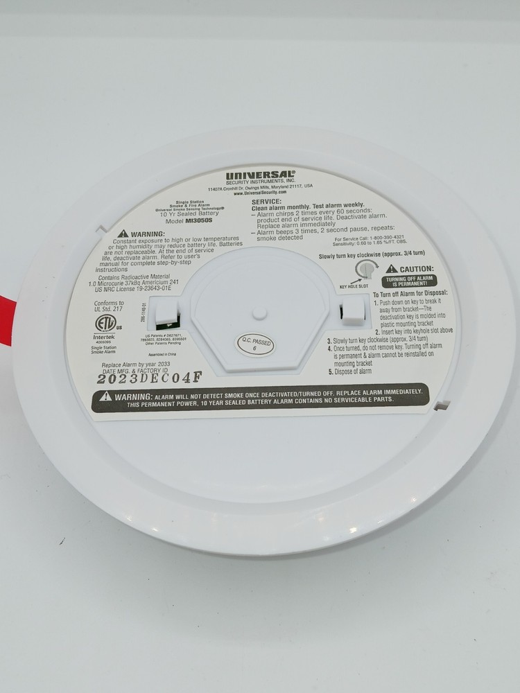 Universal Security Instruments Combination Alarm for Smoke and Fire