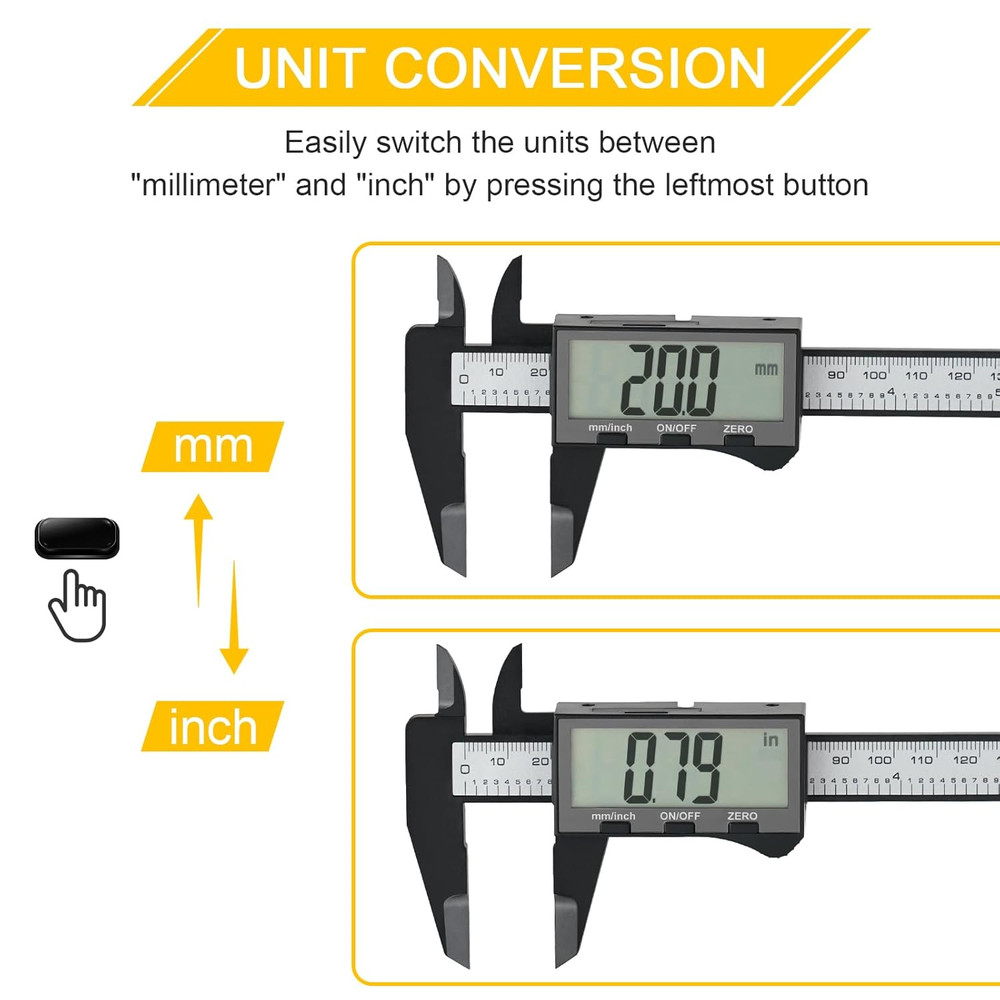 6 Inch Digital Dial Caliper with Large LCD Screen, Plastic Vernier
