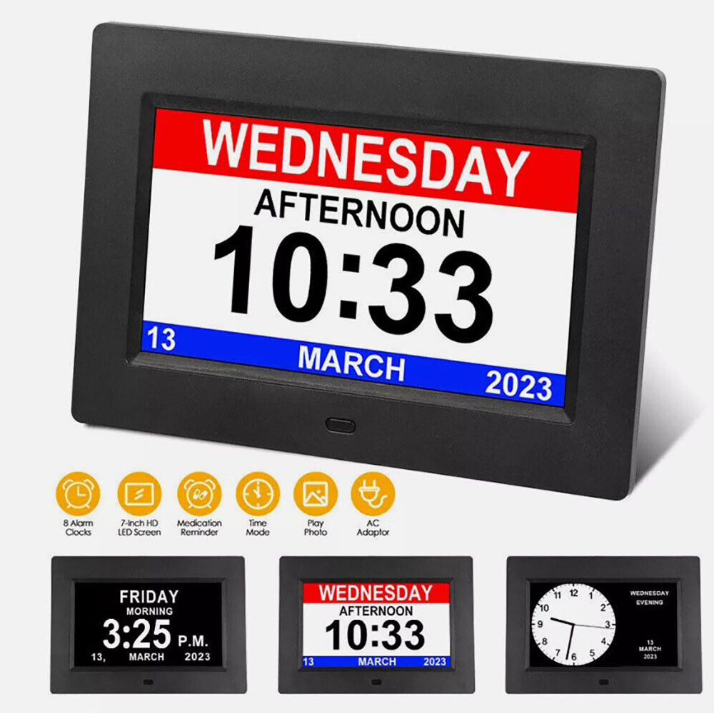 7 Inch Digital Alarm Clock with Day and Date Extra Large Display for Elderly